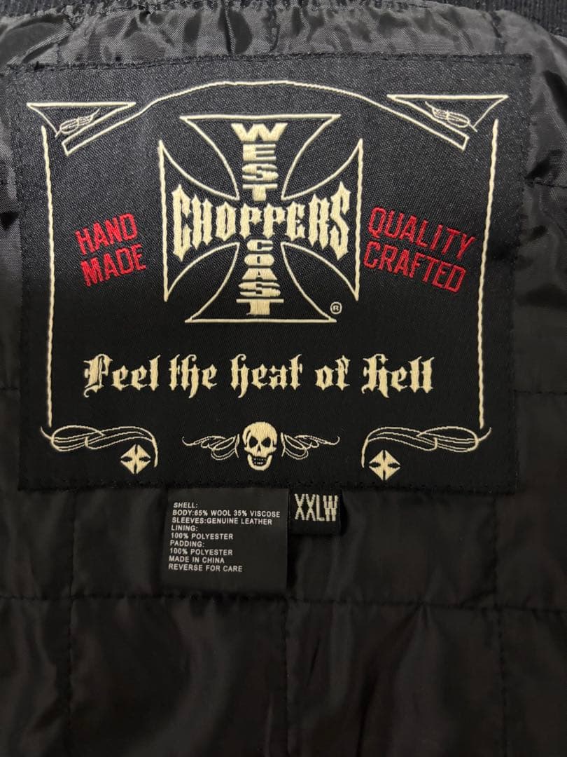 WEST COAST CHOPPERSスタジャン袖レザー XXLW黒/白