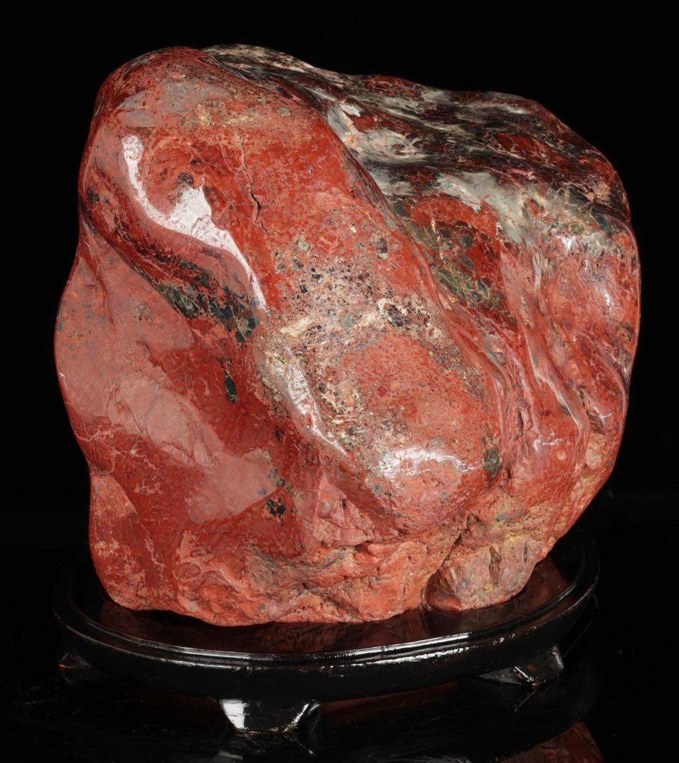 佐渡 赤玉石 碧玉 赤石 鑑賞石 水石 原石 鑑賞石 飾石 台座付 47.5kg