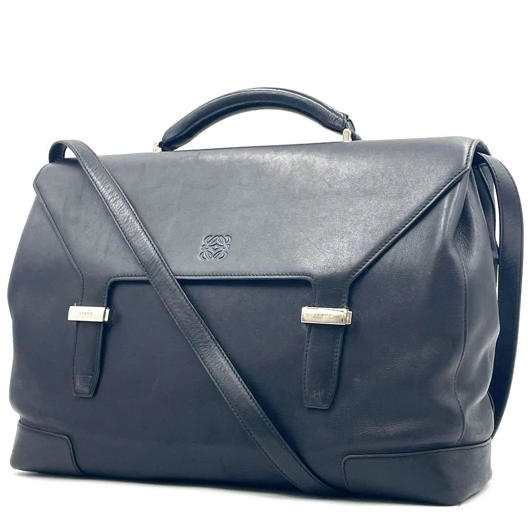 【美品】LOEWEロエベ ビジネスバッグ 2way メンズ レザー アナグラム LOEWE ロエベ アナグラム ビジネスバッグ ブラウン レザー ブリーフ