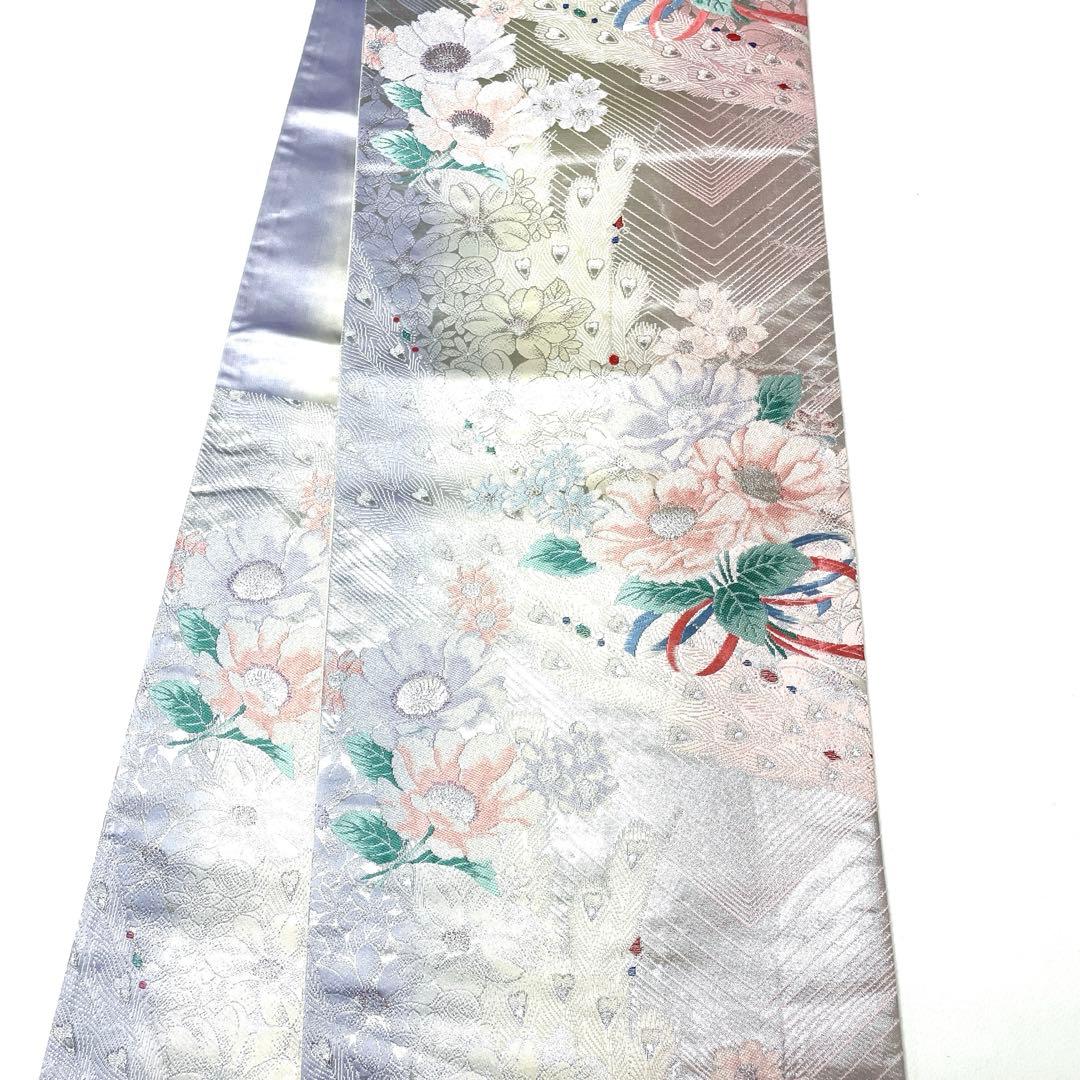A1856 ○高級 正絹 片面全通リバーシブル 袋帯 華文 花文 - メルカリ