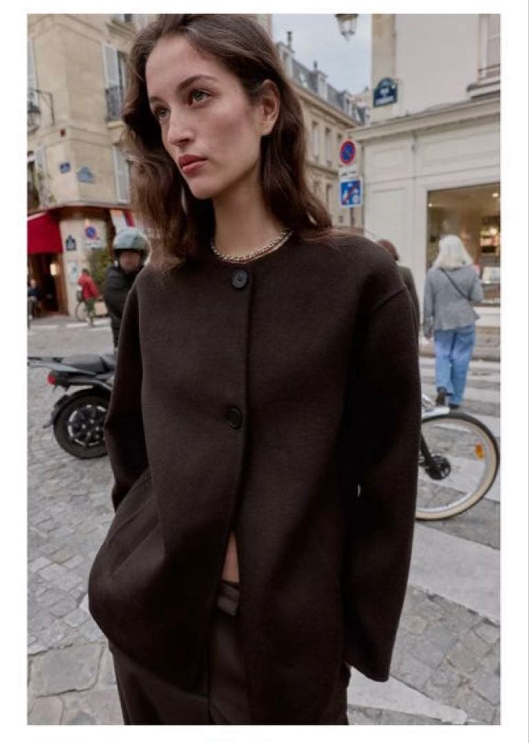 完売品⭐︎ZARA ウール ショートスカーフコート M ブラウン 今期新作