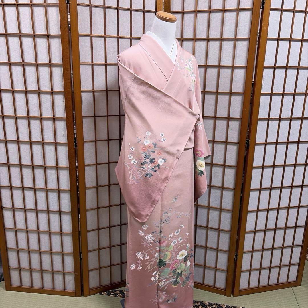 正絹　友禅染　付け下げ《花々》