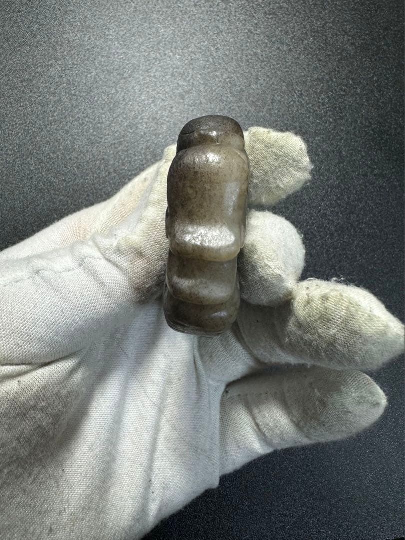 本玉 時代物 お守り 和田玉 漢～唐代 骨董 古玩 開運 龍 リアル繊細彫刻