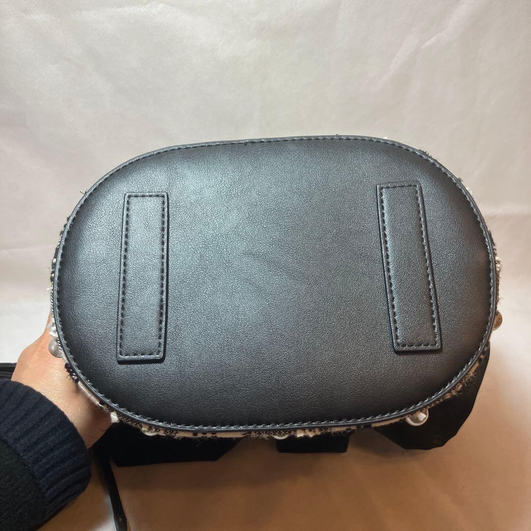 DIANA パール フリル バケツ2wayツイードバッグ ブラック フォーマル