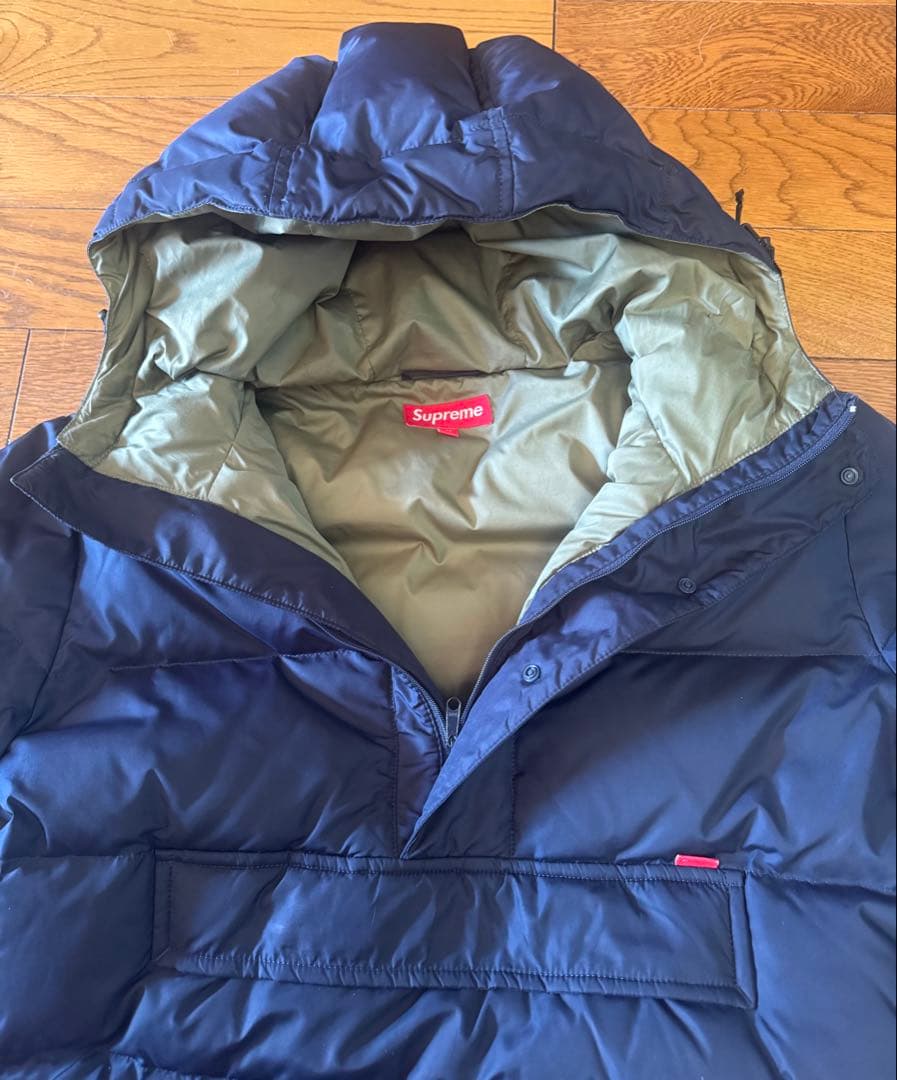 ぐ*ぅ様 シュプリーム ネイビー フード付きダウンパーカー - メルカリ