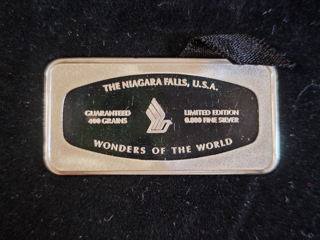 世界の七不思議 SILVER INGOT 「ナイアガラの滝」 搭乗記念ノベルティ