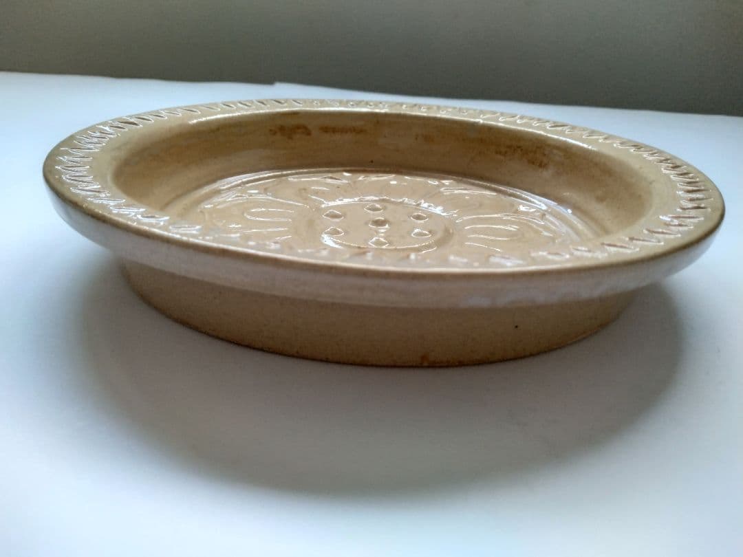 赤膚焼 香柏窯 尾西楽斎作 花器 水盤 平鉢 円照寺の古代瓦写し 料理皿