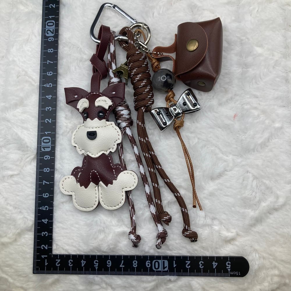 茶 ブラウン シュナウザー PU じゃらじゃらキーホルダー 犬 バッグ