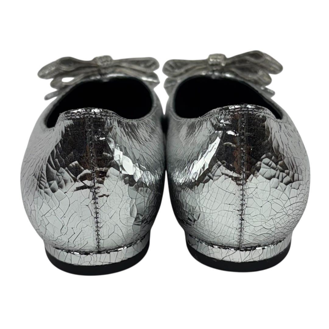 ✨新品同様✨ピッピシック　ビジュー　リボン　フラット　シルバー　24.5cm