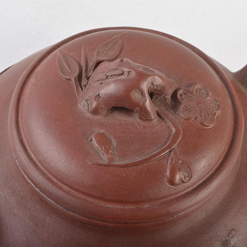 中国 紫砂 朱泥 梅文 急須 茶壷 在銘 V R5756