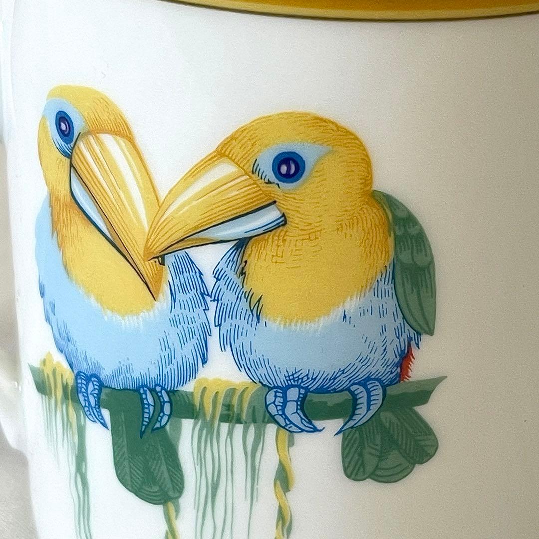 未使用 廃盤 エルメス トゥカン マグカップ ポーセリン 鳥柄 箱付き