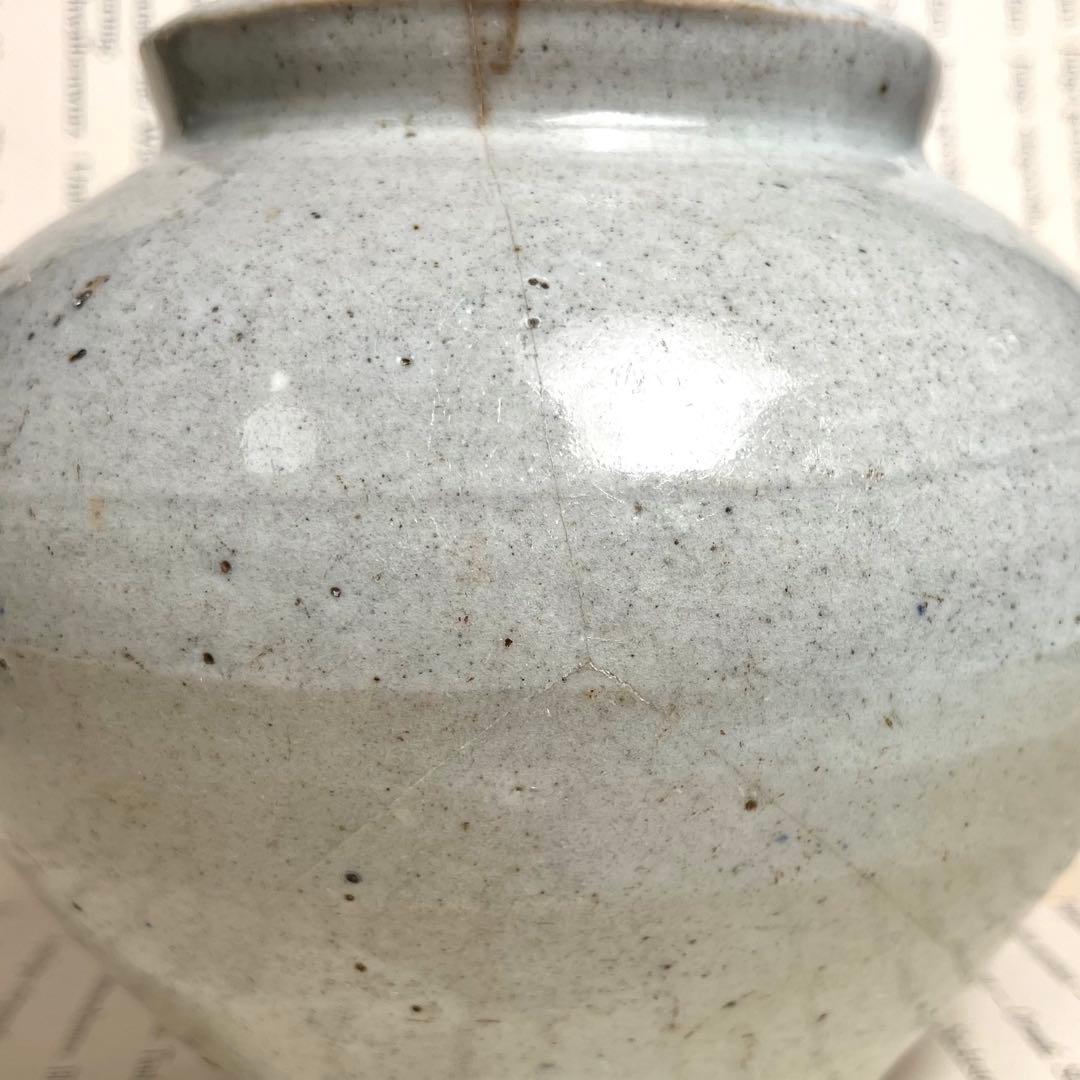 李朝 白磁 塩笥 壺 骨董 民藝 グレー - メルカリ