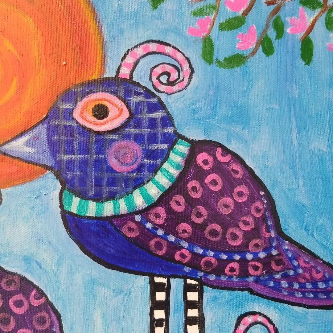 油絵 専用 旅に出る決意をする鳥の家族