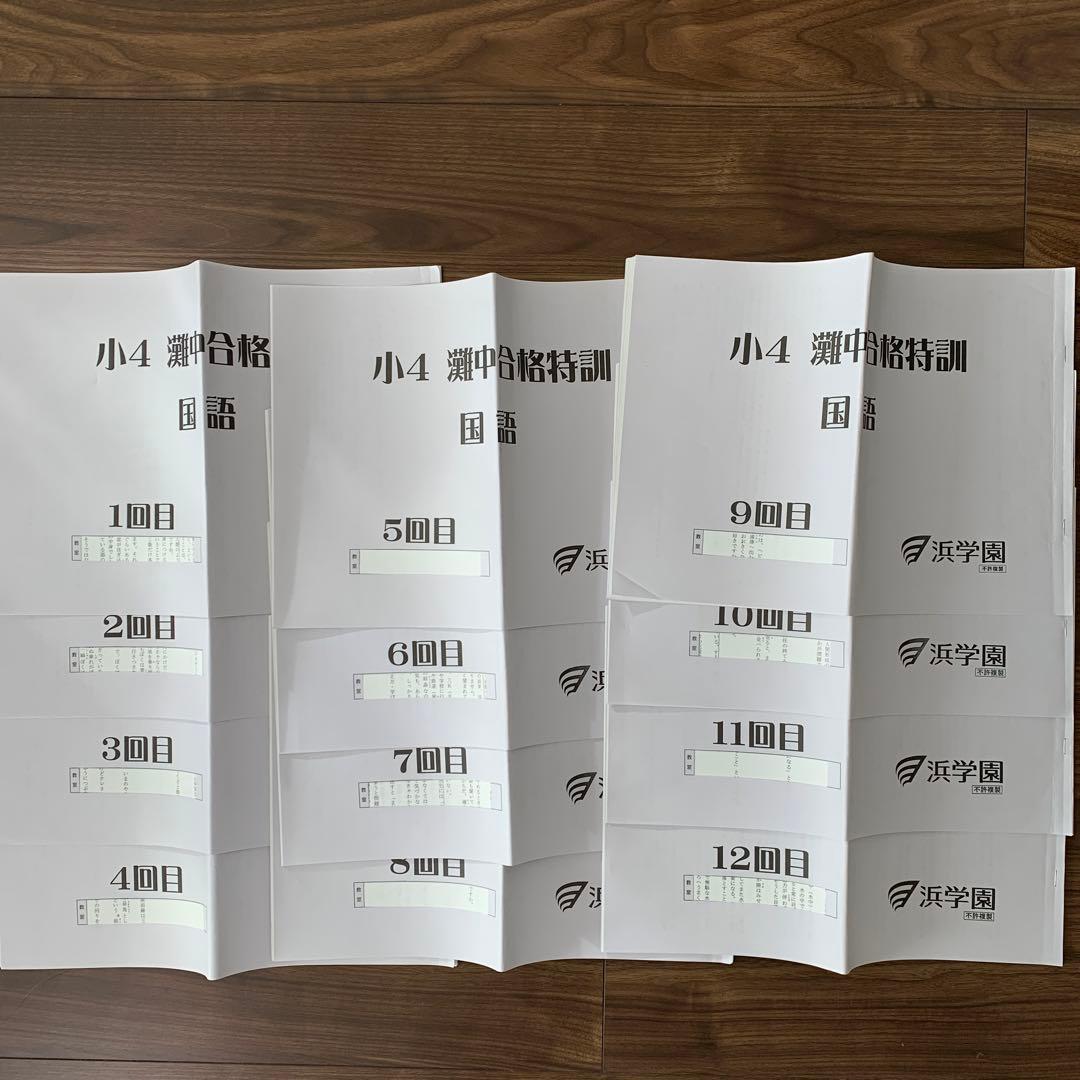 浜学園 小4 灘中合格特訓 国語 テキスト 12冊 プリント 灘中 本