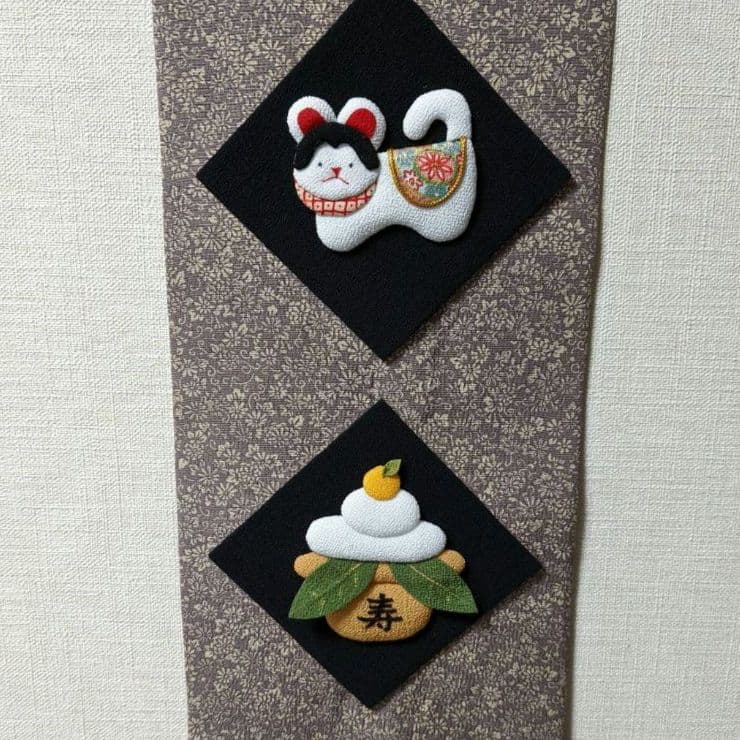 お正月飾り 和古布・ちりめん細工 押し絵タペストリー - メルカリ