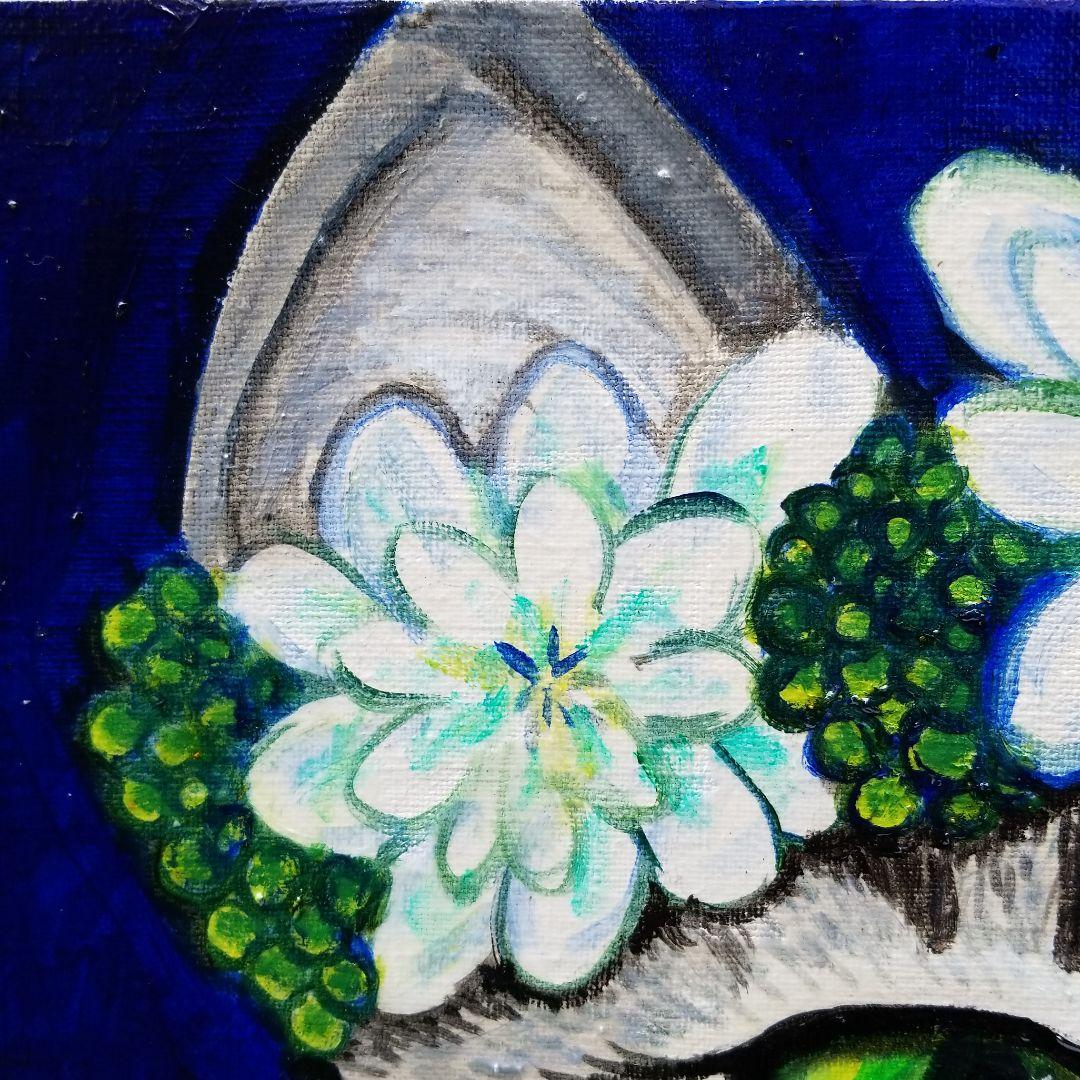 油絵専用花冠の猫サバトラ白ちゃん