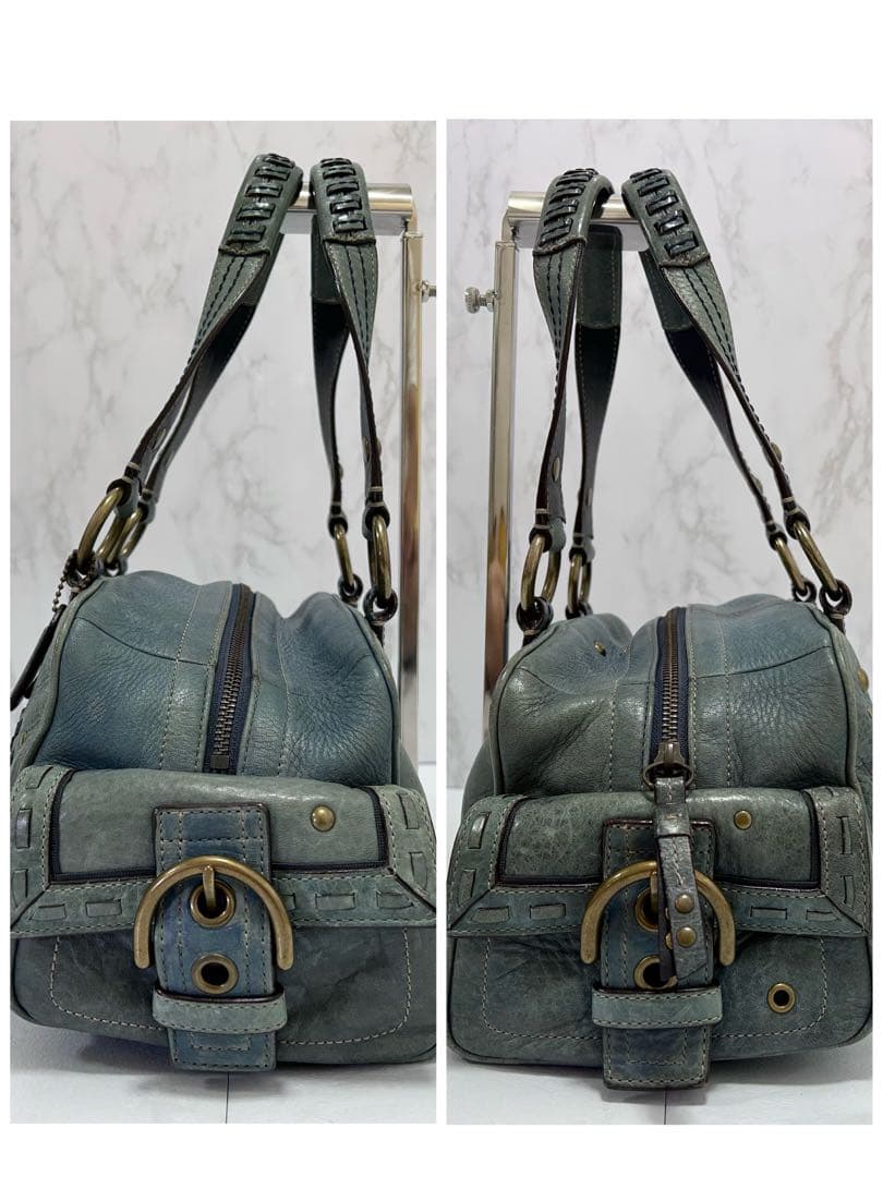 Rare COACH y2k Mini Boston Bag Blue 肩掛け