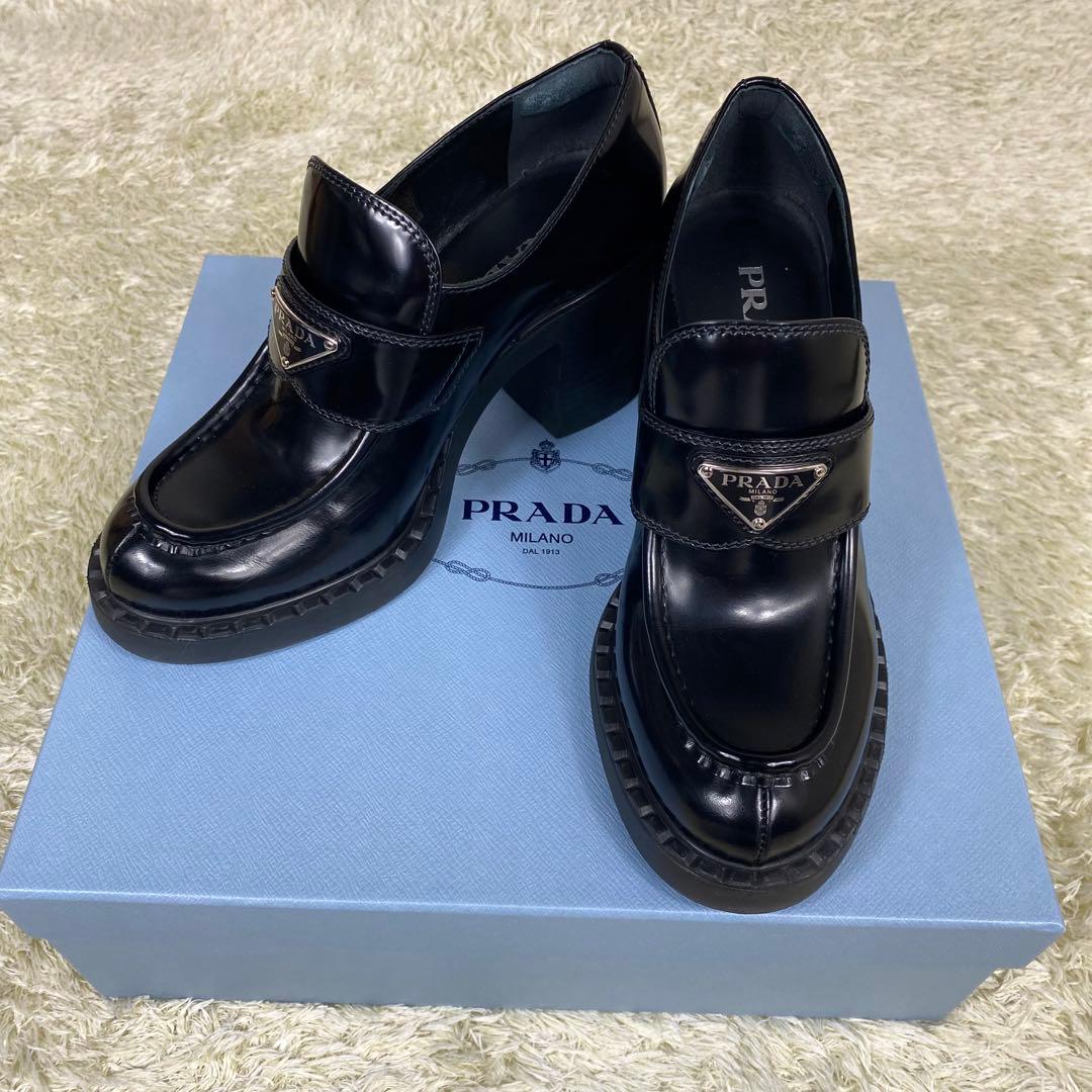 永野芽郁着用】PRADA チョコレートブラッシュドレザー ハイヒール