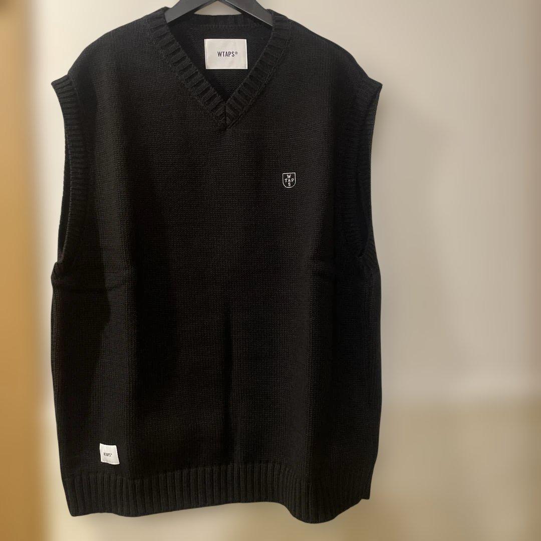 WTAPS ブラック Vネック ベスト ニット - メルカリ