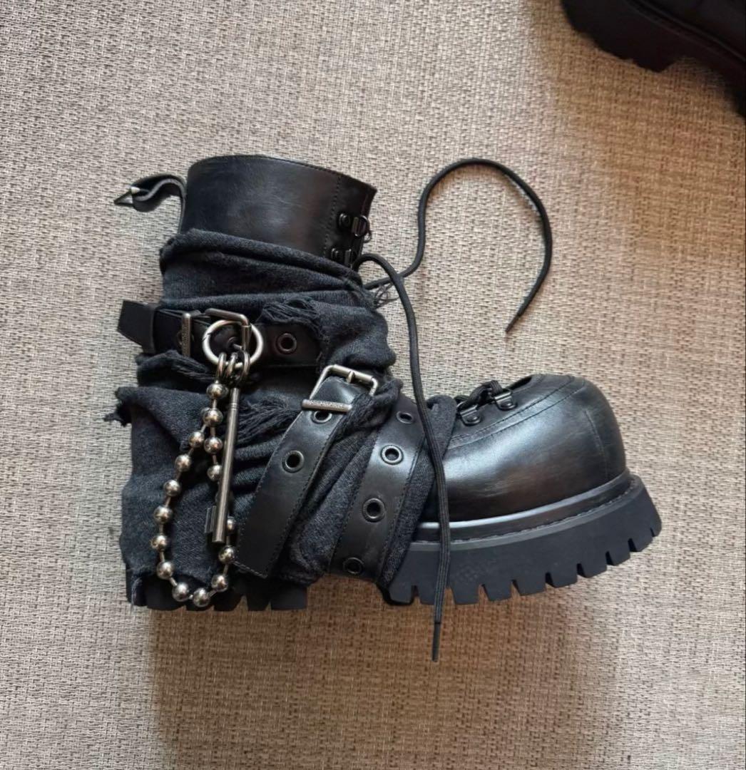 希少】レザーブーツleather boots vintage archive - メルカリ