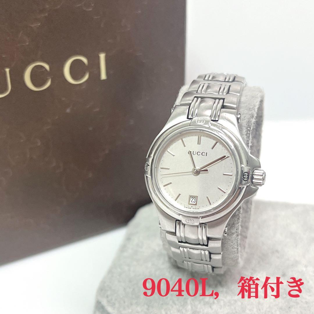 ｟美品｠箱付き GUCCI グッチ9040L シルバー 腕時計 新品電池 電池交換済】グッチ GUCCI 腕時計 9040L レディース シルバー - メルカリ