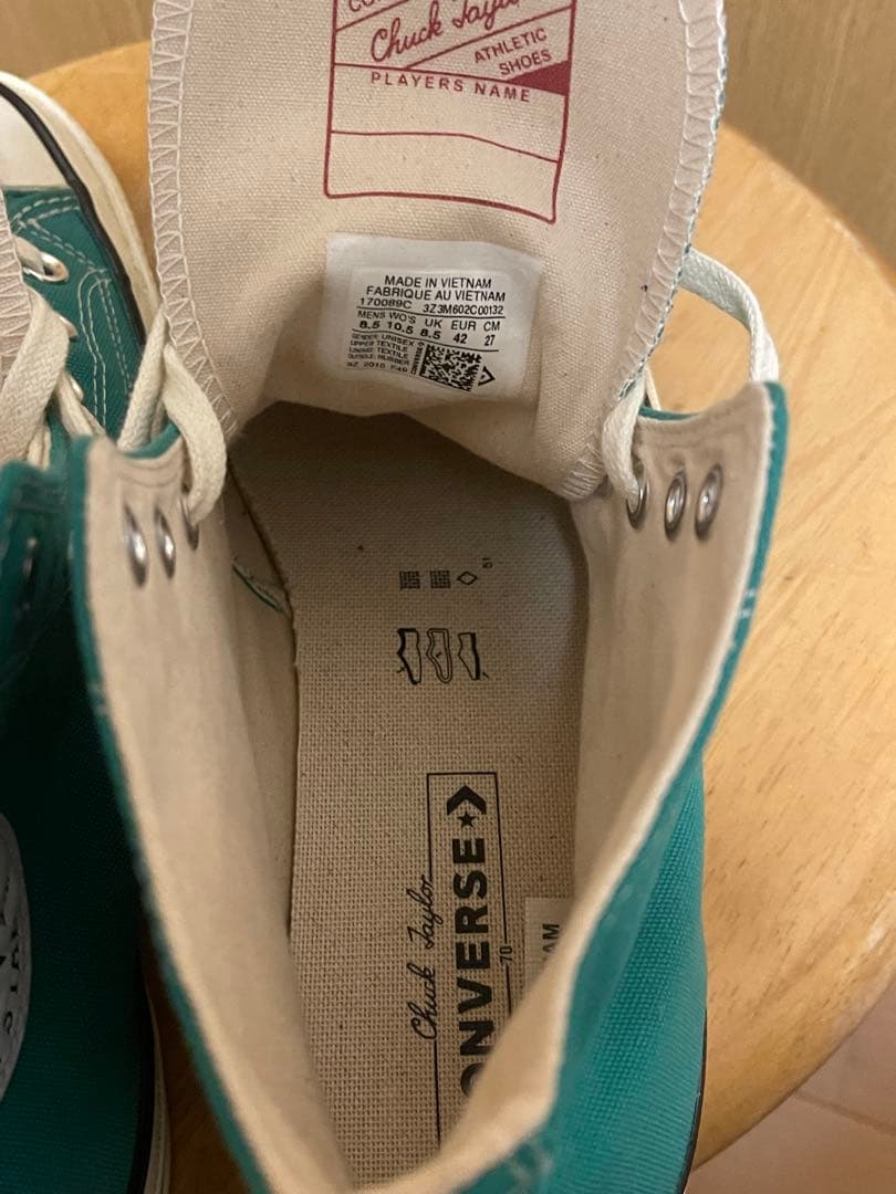 美品 コンバースチャックテイラーCT70 コートグリーン ハイカット27.0