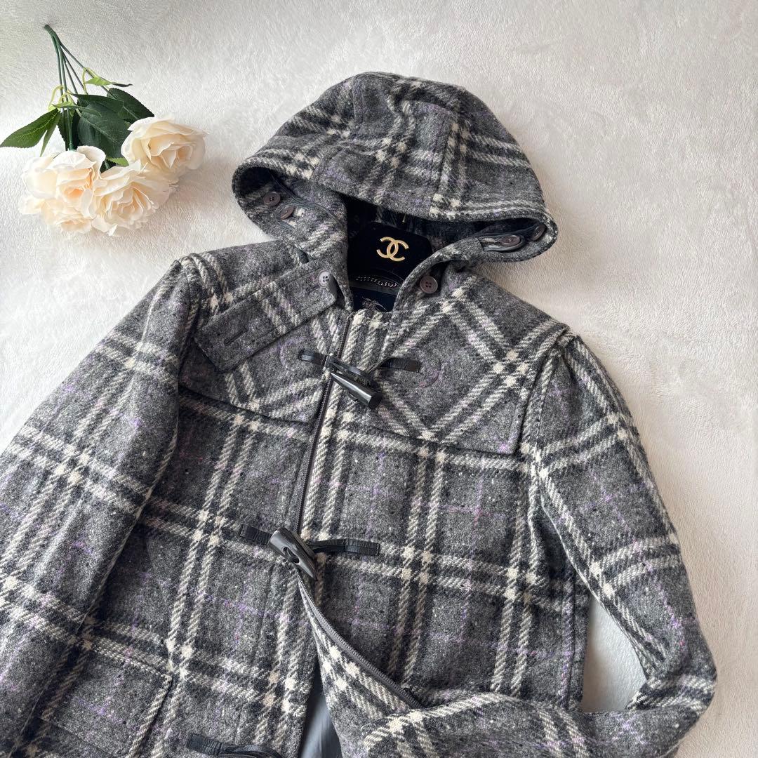 美品 Burberry バーバリー ダッフルコート ツイード ノバチェック
