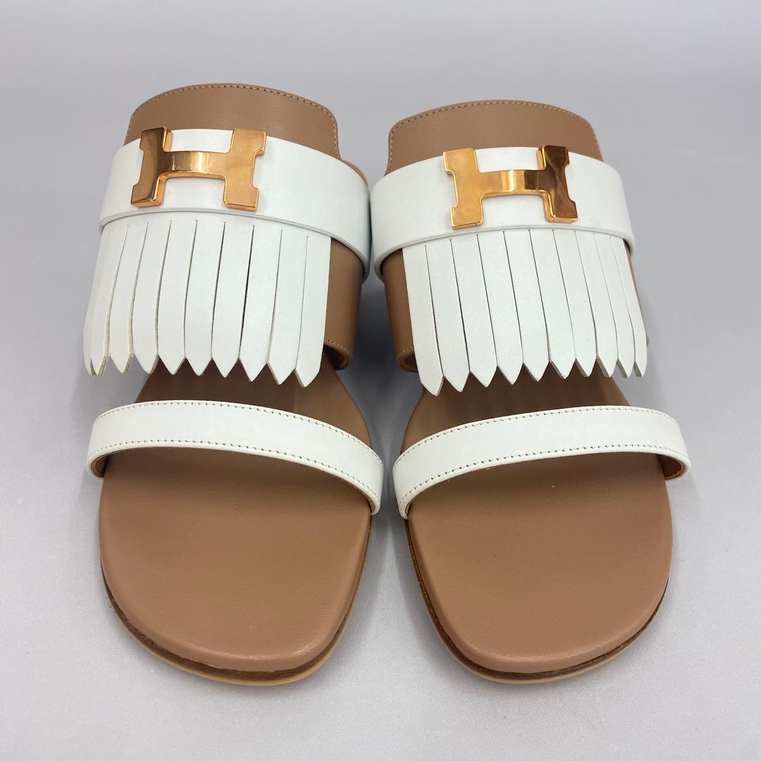エルメス サンダル 《 コラリア 》 白 ゴールド 37 24cm程度 未使用