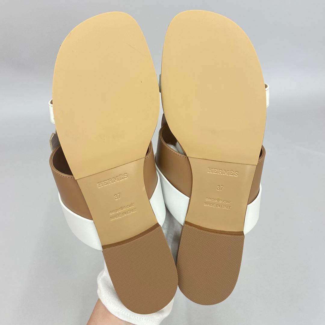 エルメス サンダル 《 コラリア 》 白 ゴールド 37 24cm程度 未使用
