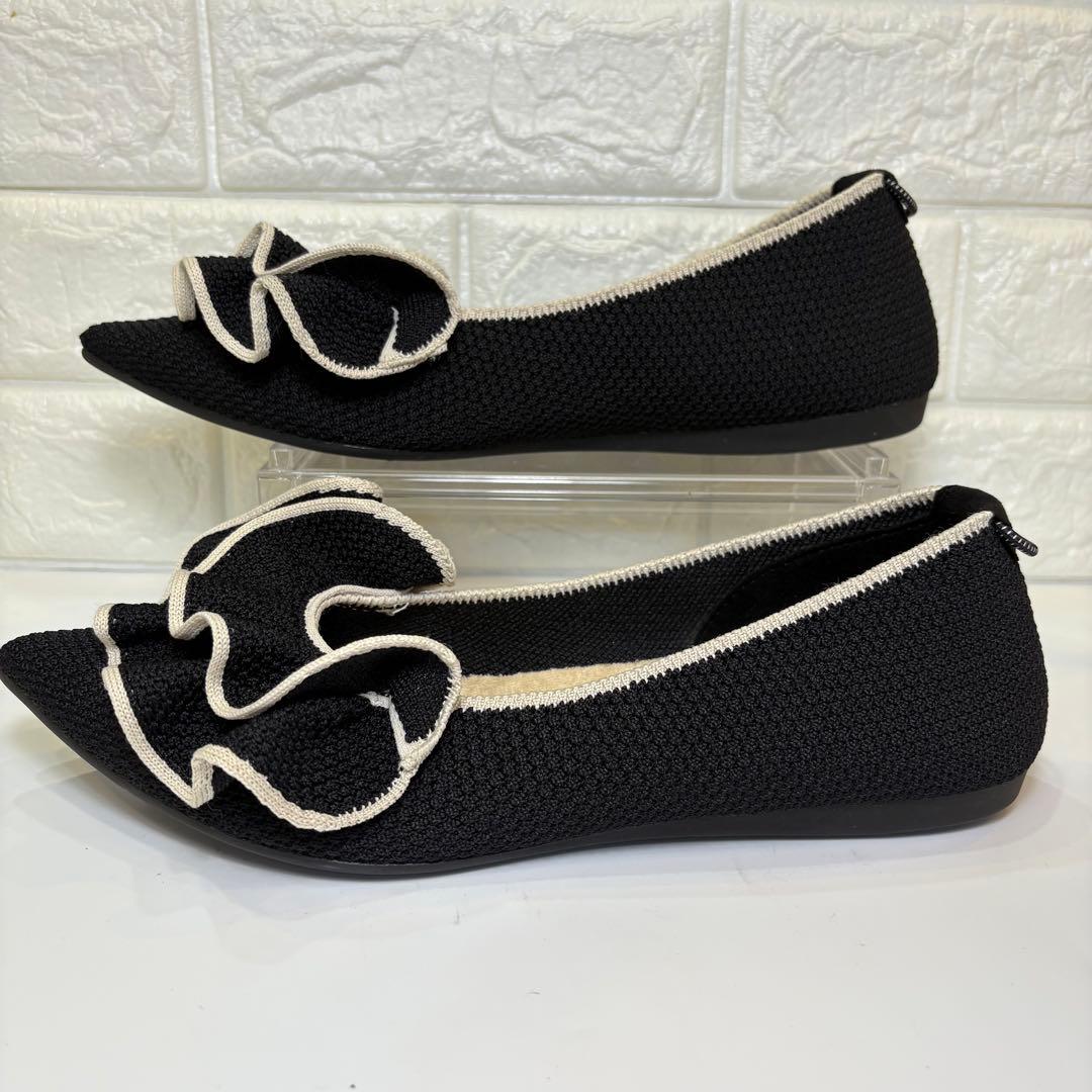 (極美品) Offen フリル付きフラットシューズ 25.5cm