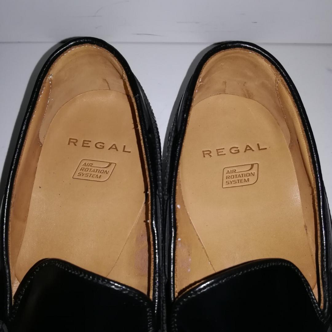 d0393 新品同様・試着程度 リーガル ウイングタッセルローファー 26 黒