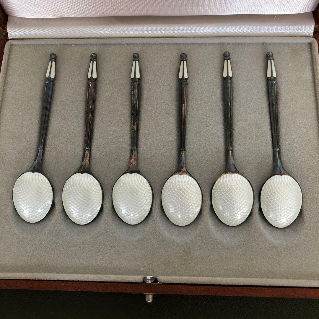 アントン ミケルセン 純銀製 デミタススプーン6客 七宝 ジョージ