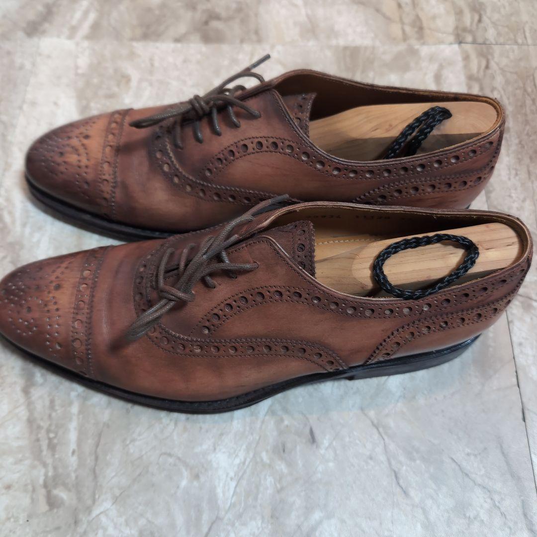 ブラウン レザー ウィングチップ ドレスシューズ - メルカリ