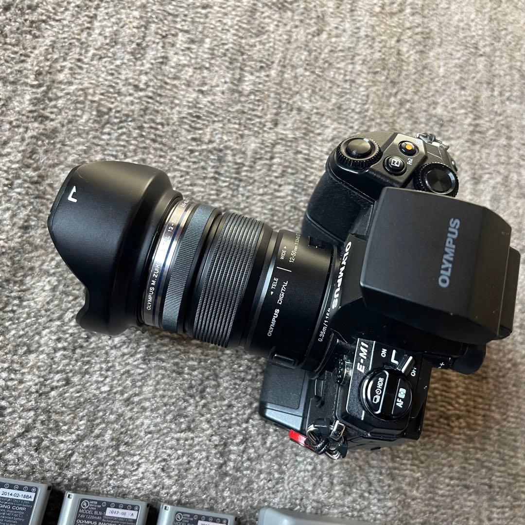 オリンパスE-M1 ミラーレス一眼 レンズセット 電池3個 バッテリーグリップ