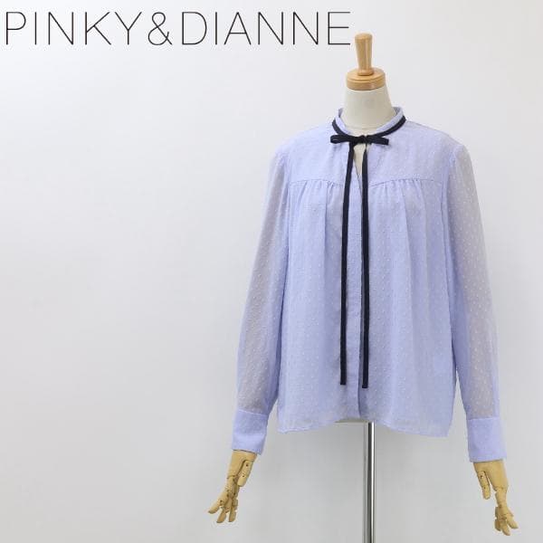 B5407□美品□ピンキー&ダイアン カットジャカードリボンブラウス 38