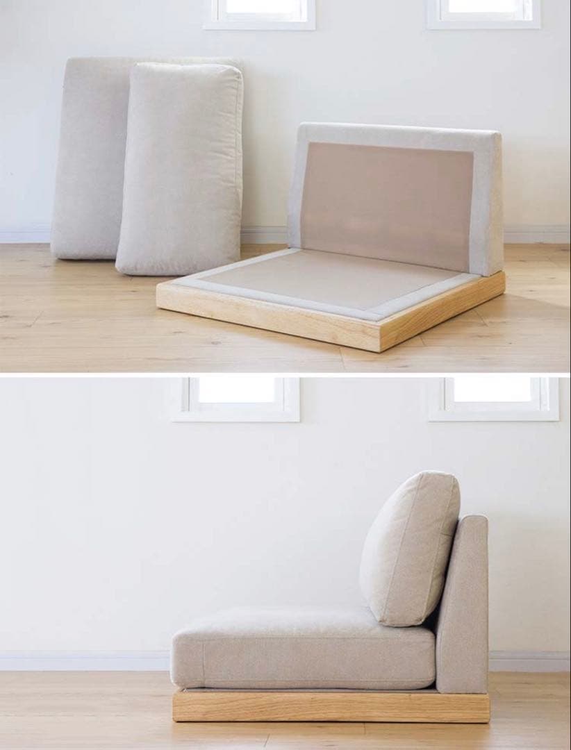 オークション式 ベージュ 1人掛けソファ 分解可能 ロータイプ - メルカリ