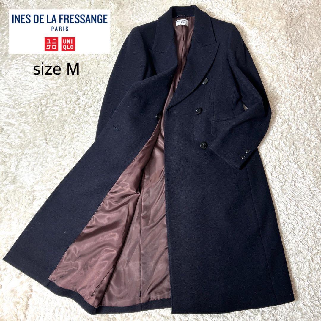 美品】ユニクロ×イネス ダブルツイードヘリンボーンロングコート M