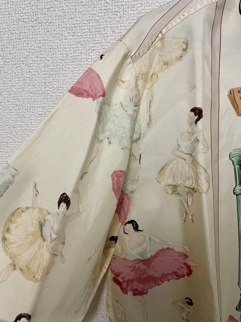 HERMES エルメス バレリーナ総柄 シルクシャツ ヴィンテージ サイズ40