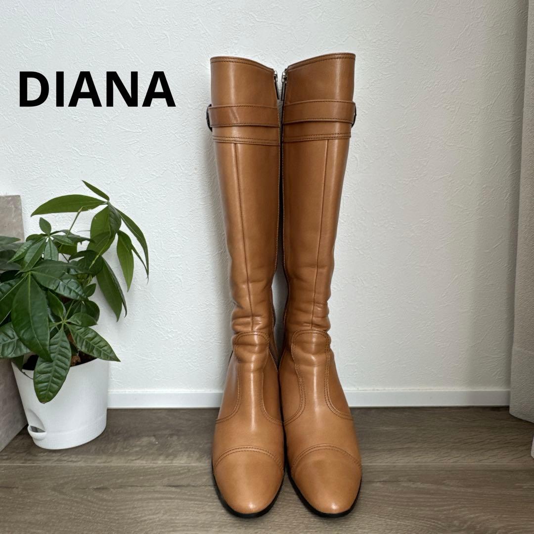 DIANA ダイアナ 牛革 レザー ロングブーツ ベルト ピンヒール 定番