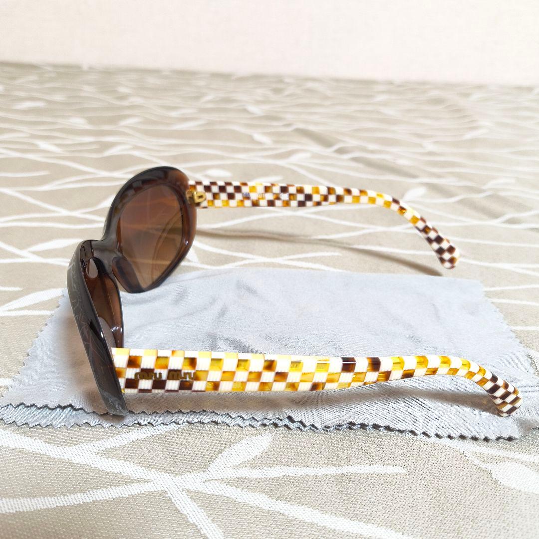 Miu Miu ミュウミュウ ブラウン サングラス ケース付き ブロック柄