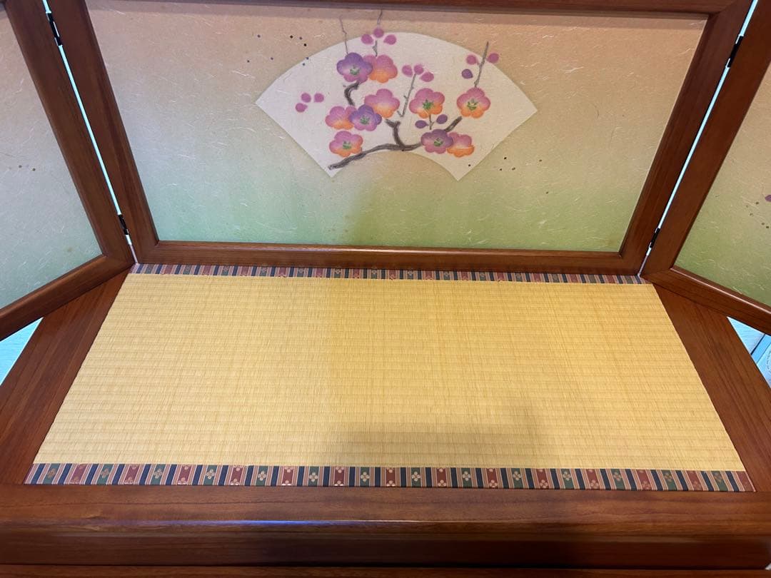 あゆな様専用 桐製 三段ひな壇 春日三段 梅柄屏風セット