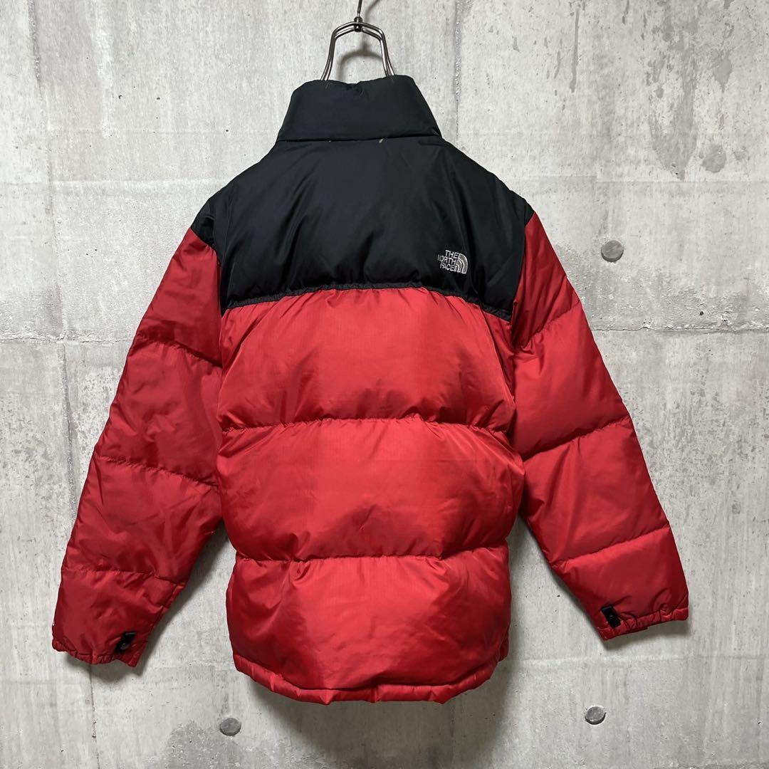 ノースフェイス ダウンジャケット 600fill レッドブラック キッズ160