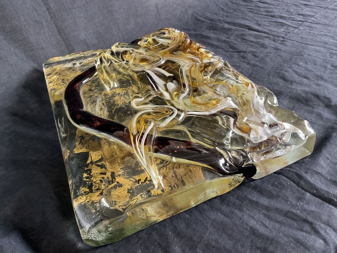 ルーク様専用 藤田喬平 ガラス・レリーフ「富士山」(サイン)/オブジェ