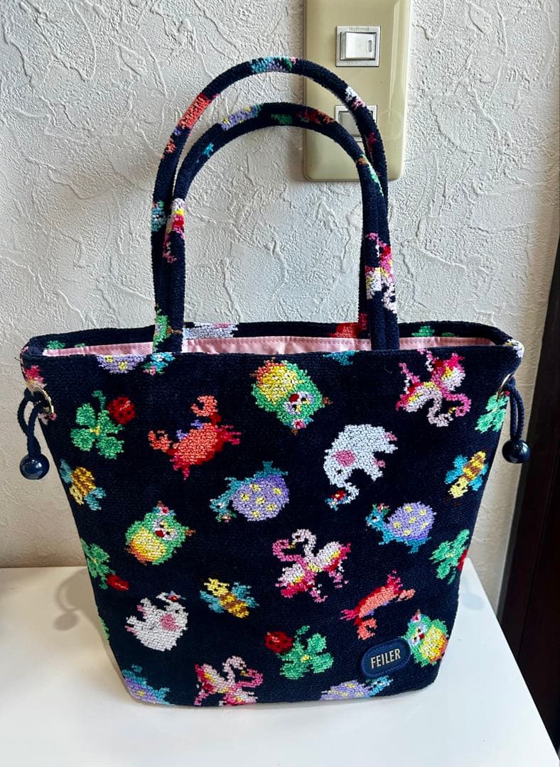 神崎恵×フェイラー ファンキーフォーチュン 巾着トートバッグ ネイビー