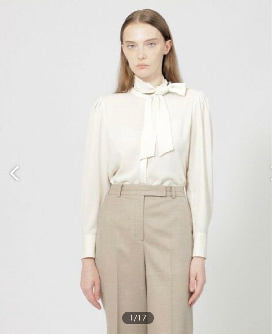 EPOCA エポカソフトジョーゼット ボウタイブラウス リボン とろみ