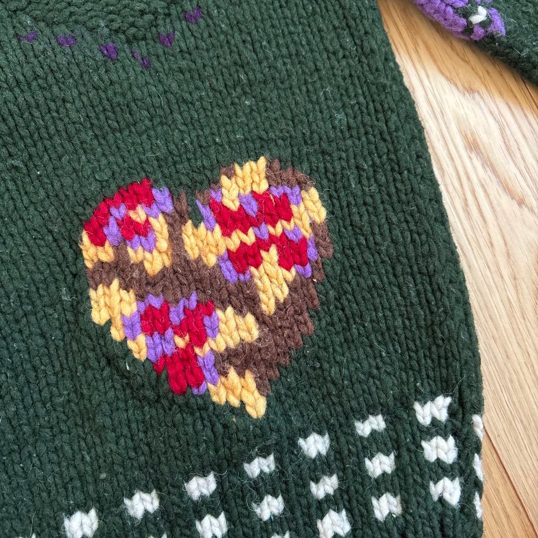 90s エクアドル ニット ヴィンテージ ハート柄 花 バーズアイ - メルカリ