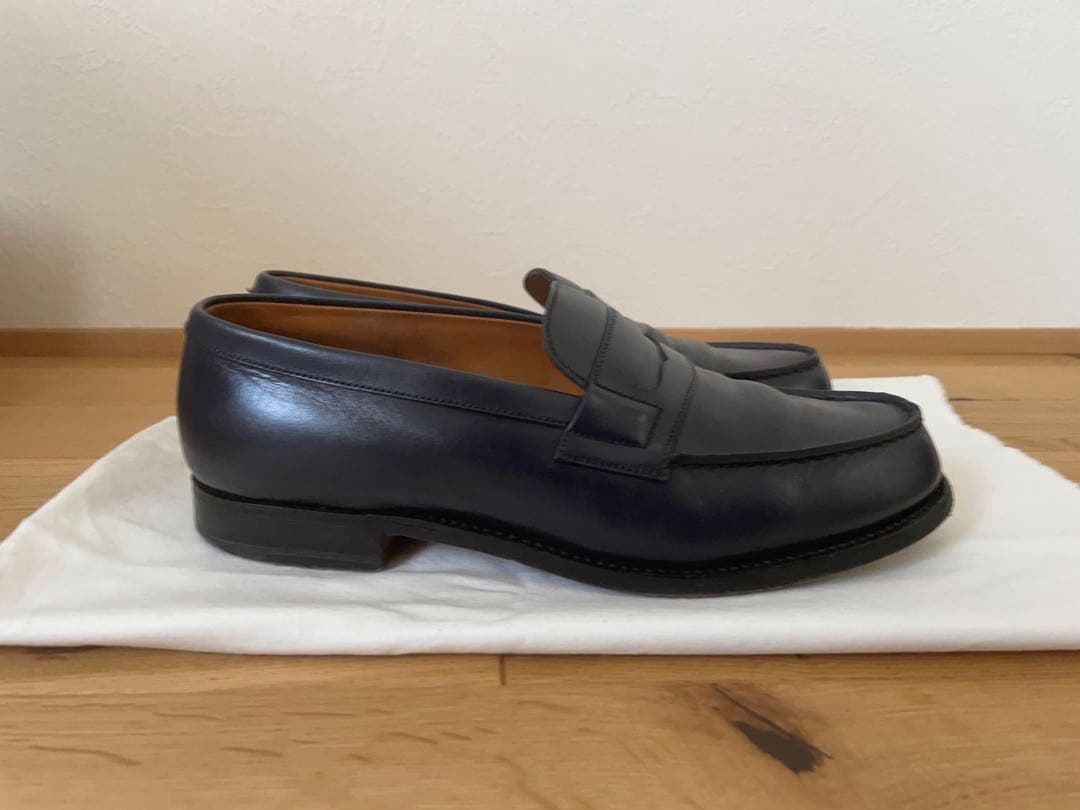 JM WESTON ネイビー レザー ローファー フラットシューズ 25cm