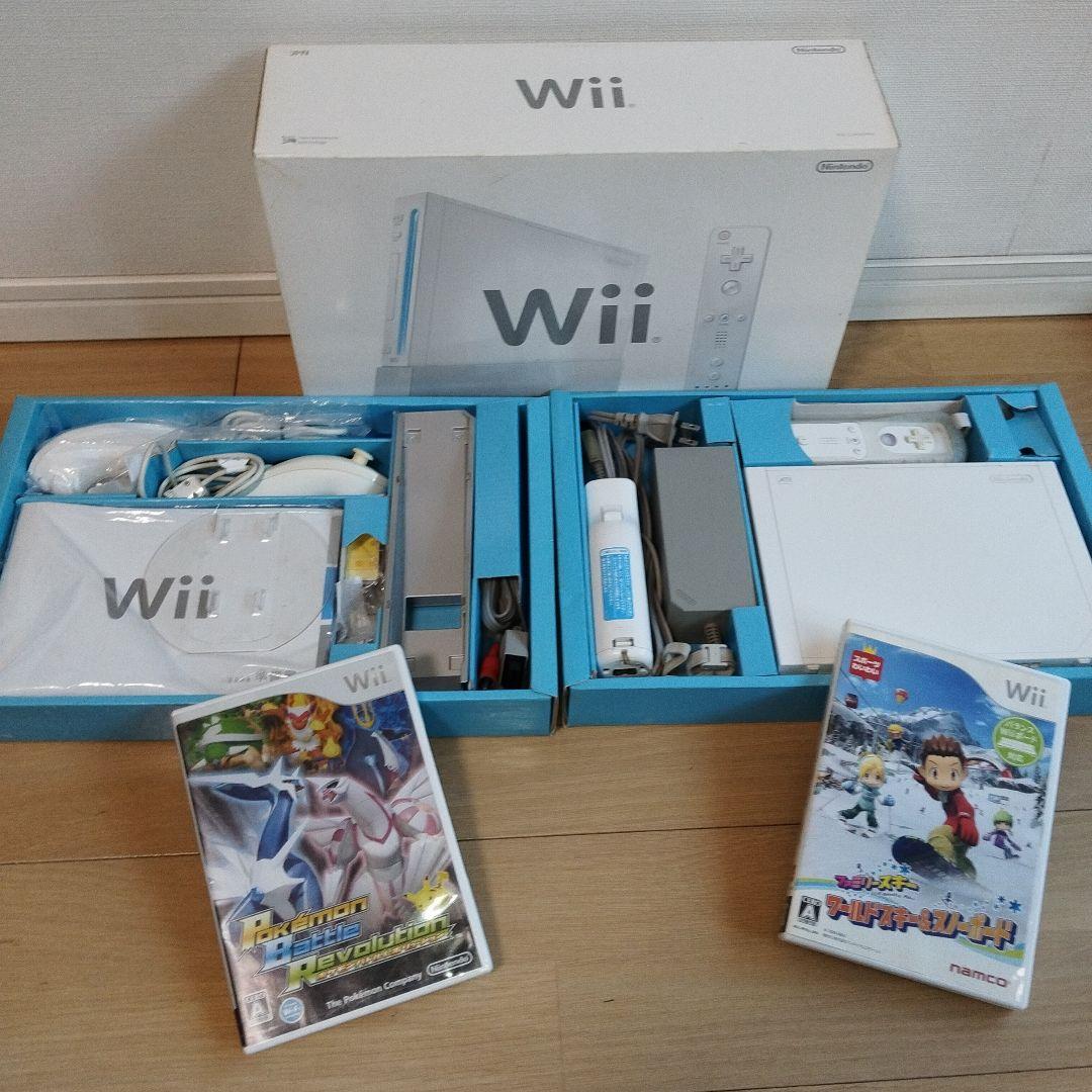 Nintendo Wii 本体 ホワイト リモコン＆ヌンチャク等 +ソフト2枚