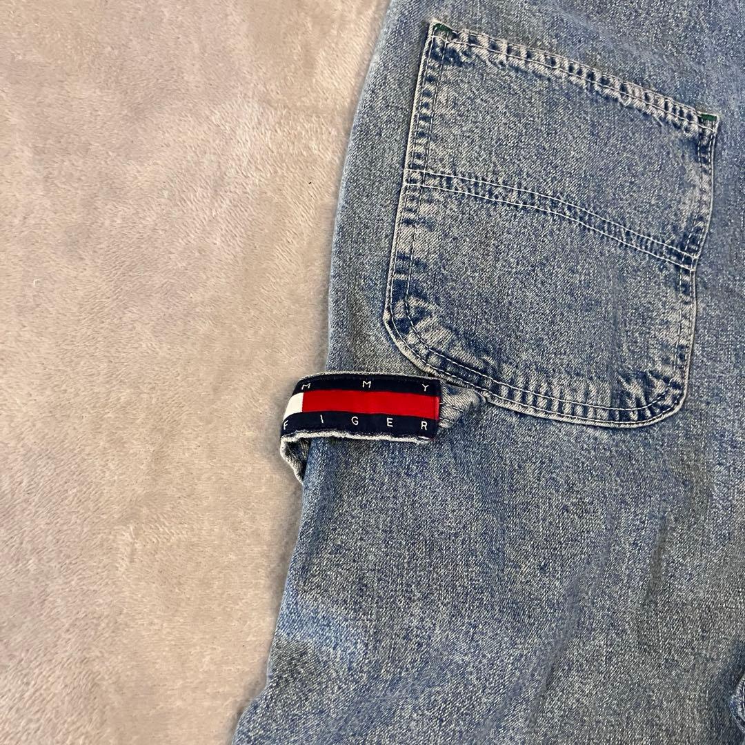 90sトミージーンズ カナダ製オーバーオール肩紐切り替えデザイン