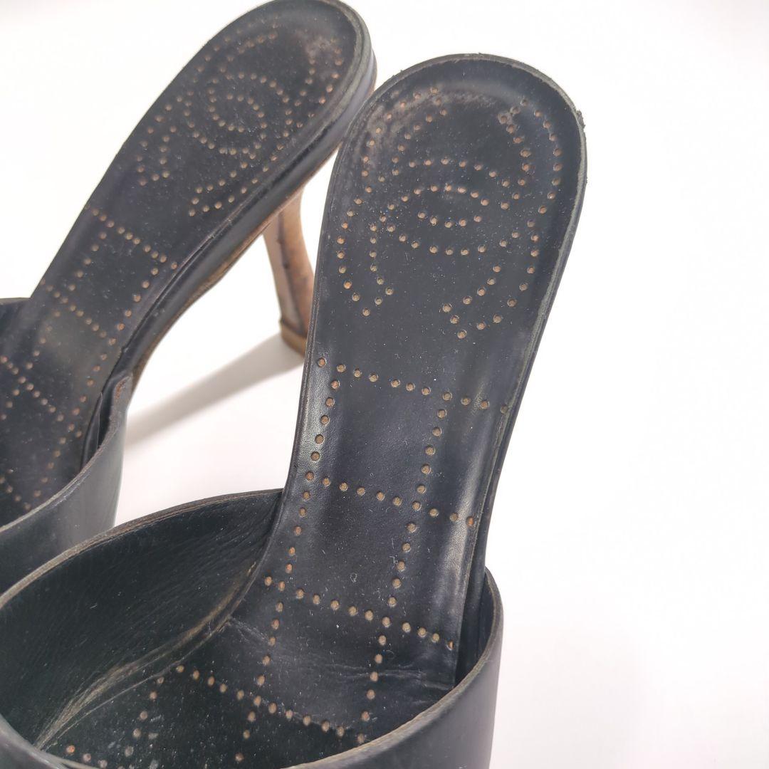 CHANEL サンダル ココマーク ヒール ミュール ゴールド金具 レザー